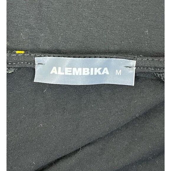 Alembika Black Yellow Check Mesh Top Long Sleeve Blouse Discontinued Size Medium - Picture 9 of 10